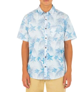 Hurley Mens Bungalow Floral Short Sleeve Button Up Short For Men Sail
