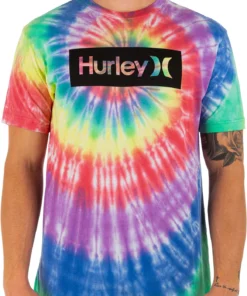 Hurley Men's Pride OAO Boxed Spiral Staple Graphic T-Shirt For Men Multi