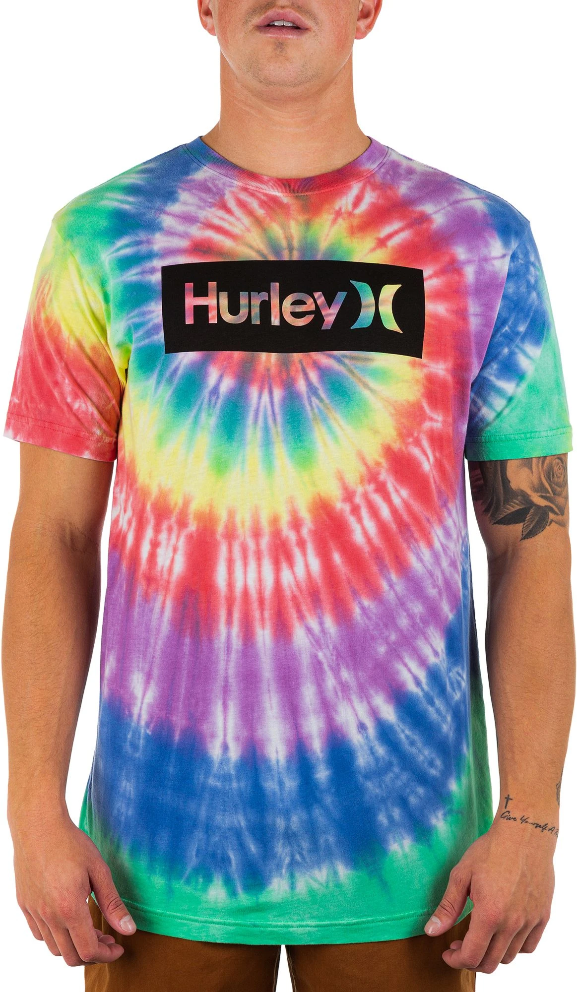 Hurley Men's Pride OAO Boxed Spiral Staple Graphic T-Shirt For Men Multi 3 Hurley Men's Pride OAO Boxed Spiral Staple Graphic T-Shirt For Men Multi