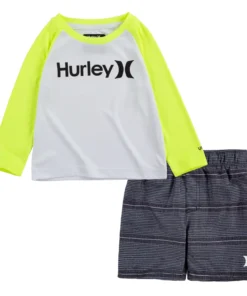 Deals The Tropi Trend Store 24 Hurley Little Boys' Long Sleeve Dri-FIT Rashguard Set For Boys' Black