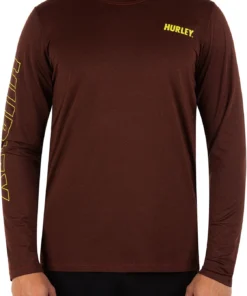 Deals The Tropi Trend Store 22 Hurley Men's H2O-Dri Easton Fastlane UPF Long Sleeve Rashguard For Men Redstone