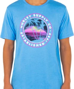 Hurley Men's Everyday Washed Da Sunset Brah Short Sleeve Graphic T-Shirt For Men Bright Green