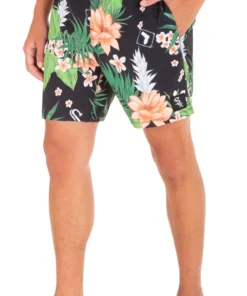 Hurley Men's Chicago White Sox Black 17" Cannonball Board Shorts For Men