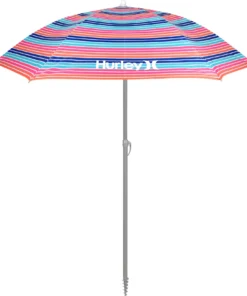 Hurley 7' Beach Umbrella For Unisex Bombay Stripe/sherbet