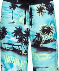 Hurley Boys Waikiki Doodle Boardshorts For Boys' Aurora Green