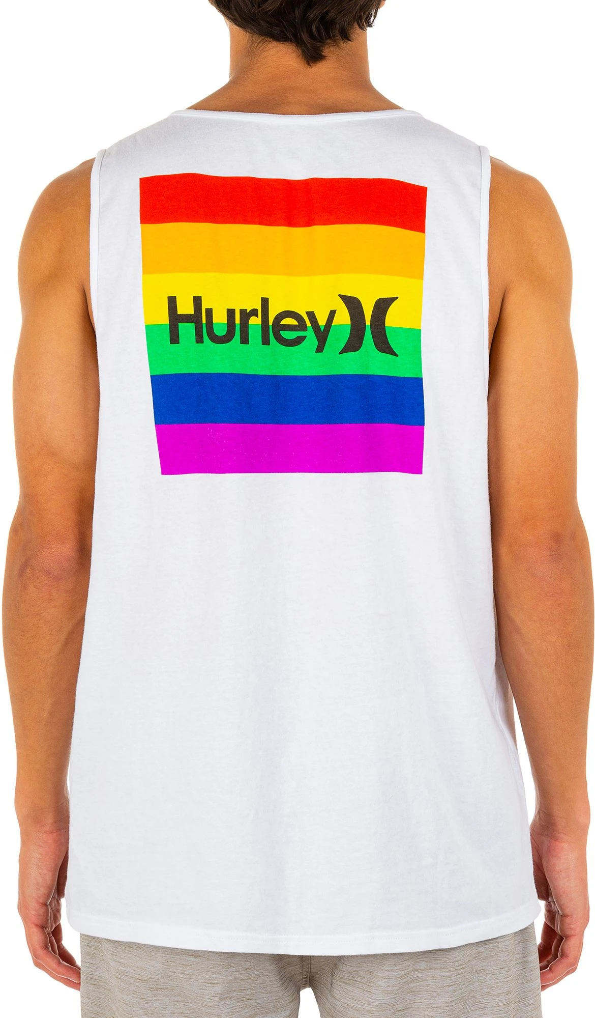 Hurley Men's Pride Square Tank Top For Men White 3 Hurley Men's Pride Square Tank Top For Men White