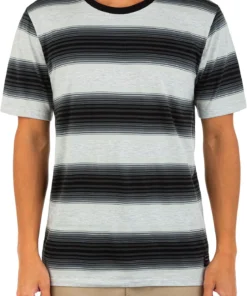 Hurley Men's Everyday Swell Stripes T-Shirt For Men Heather Grey