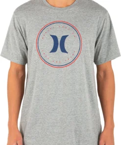 Hurley Men's Circle America Short Sleeve T-Shirt For Men Dark Grey Heather