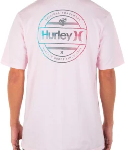 Hurley Men's Linear Strike Graphic T-Shirt For Men Pink Foam