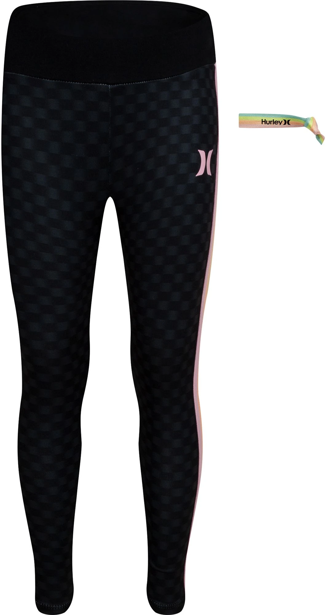 Hurley Girls' Check Print Active Leggings For Girls' Black 3 Hurley Girls' Check Print Active Leggings For Girls' Black