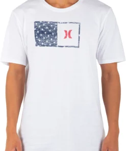 Hurley Men's Halfer Flag Short Sleeve T-Shirt For Men White