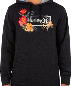 Hurley Men's Jungle Trouble Summer Pullover Sweatshirt For Men Black Heather