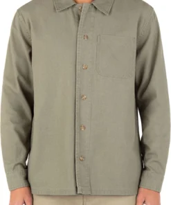 Hurley Men's Bixby Canvas Long Sleeve Shirt For Men Army
