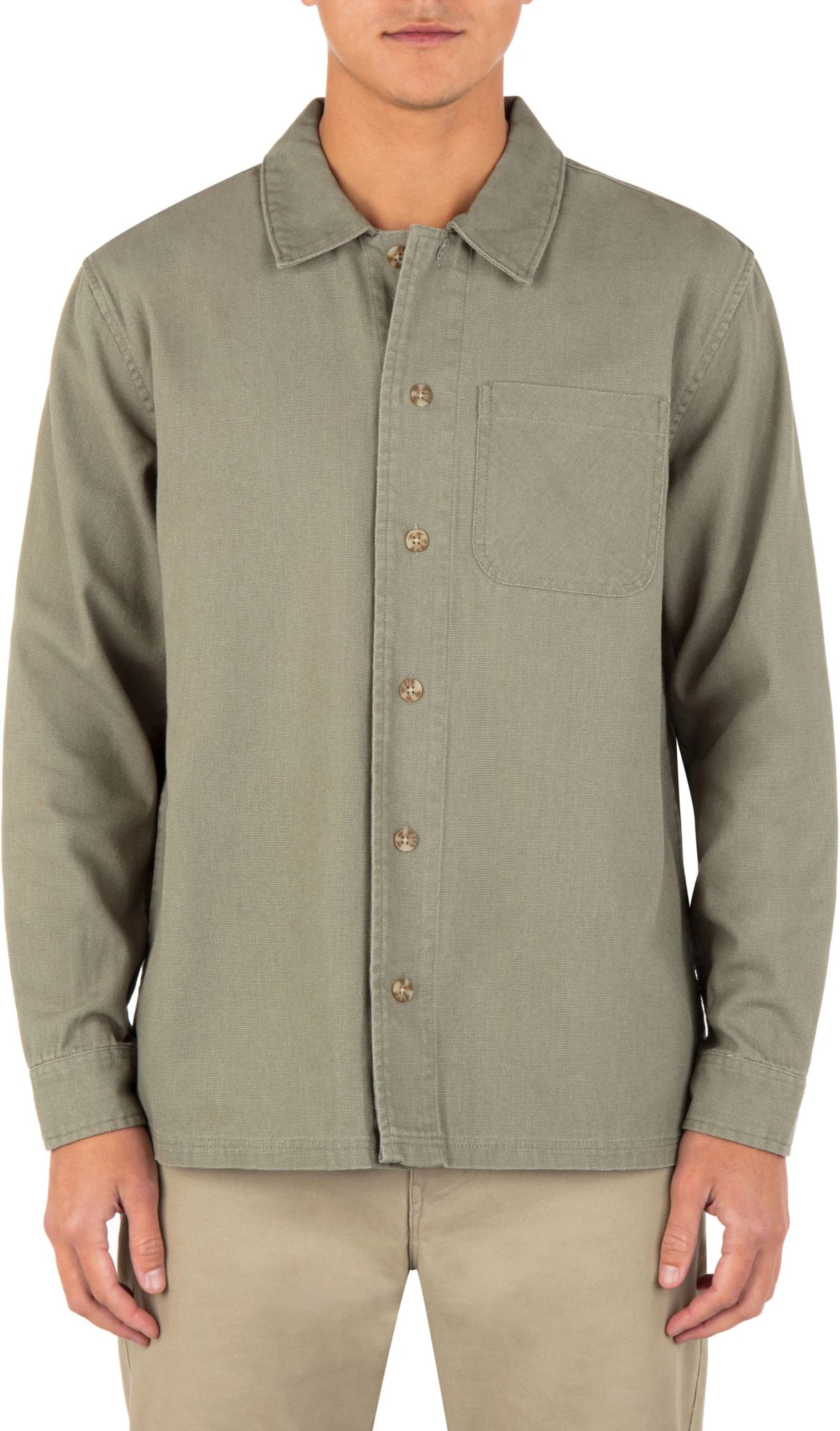 Hurley Men's Bixby Canvas Long Sleeve Shirt For Men Army 3 Hurley Men's Bixby Canvas Long Sleeve Shirt For Men Army