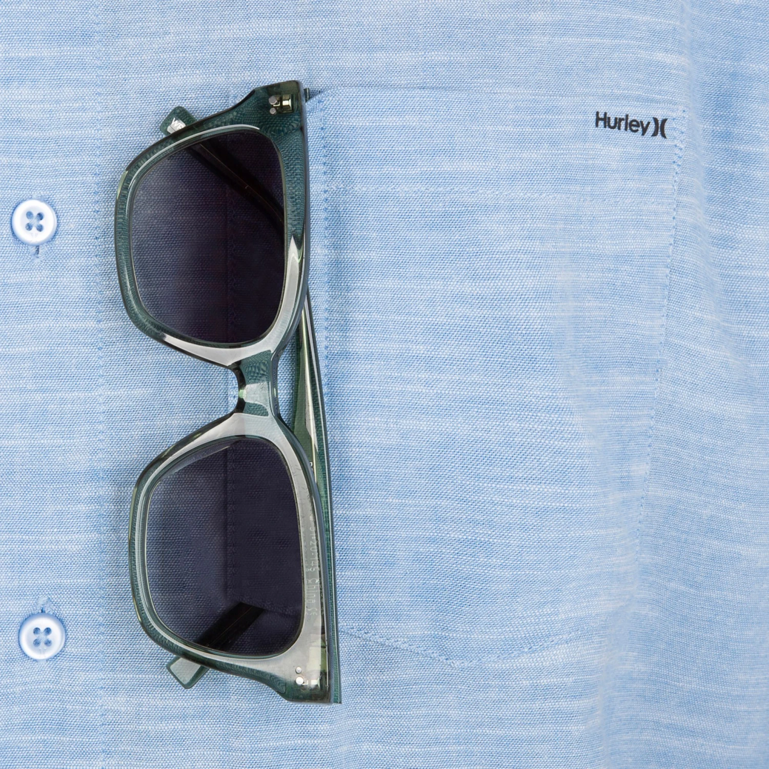 Hurley Men's One & Only Stretch Short Sleeve Shirt For Men Blue Oxford 6 Hurley Men's One & Only Stretch Short Sleeve Shirt For Men Blue Oxford - Image 4