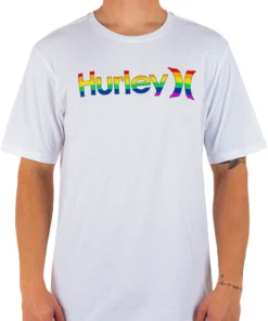 Hurley Men's OAO Pride Staple Graphic T-Shirt For Men White