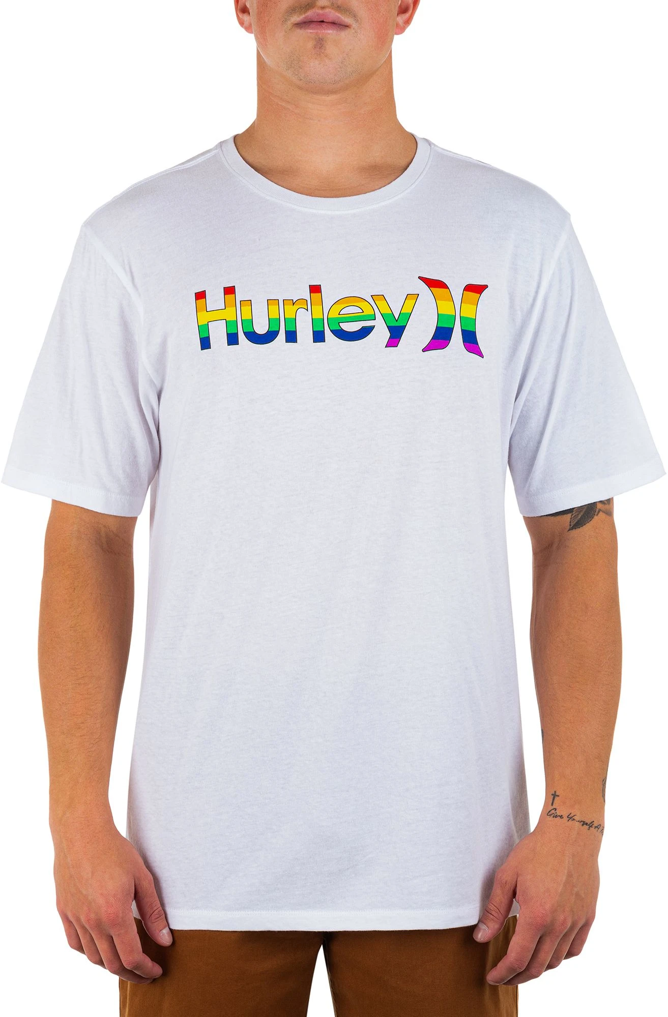 Hurley Men's OAO Pride Staple Graphic T-Shirt For Men White 3 Hurley Men's OAO Pride Staple Graphic T-Shirt For Men White