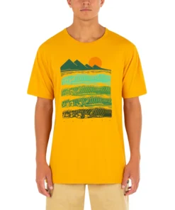 Hurley Men's Everyday Washed Wave Babe T-Shirt For Men Pollen