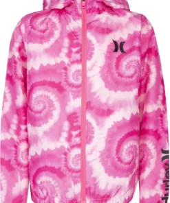 Hurley Boys' Core Printed Windbreaker Jacket For Girls' Hyper Pink