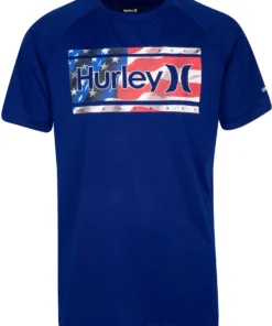 Hurley Boys' Americana UPF Short Sleeve Rashguard For Boys' Deep Royal