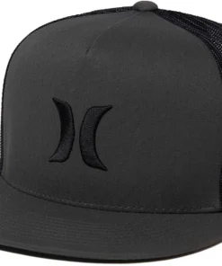 Hurley Men's Icon Solid Flat Trucker Hat For Men Dark Grey