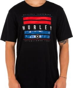 Hurley Men's Washed USA Bars Short Sleeve Shirt For Men Black