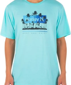 Hurley Men's One & Only Palms Graphic T-Shirt For Men Aurora Green Heather