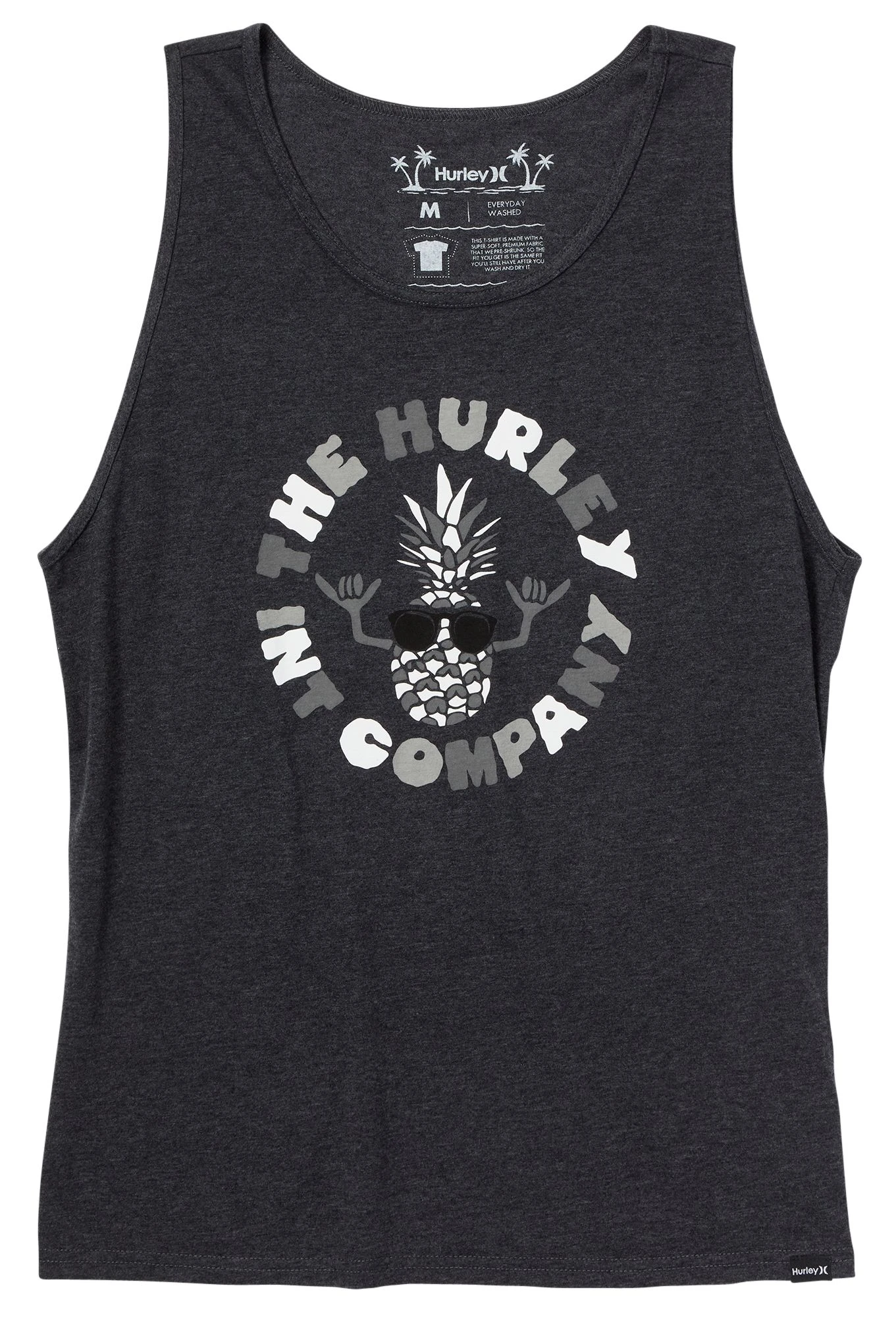 Hurley Everyday Washed Pineapple Shaka Tank Top For Men Black Heather 3 Hurley Everyday Washed Pineapple Shaka Tank Top For Men Black Heather