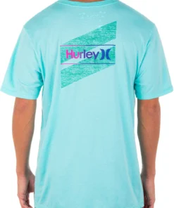 Hurley Men's One & Only Slashed Graphic T-Shirt For Men Aurora Green Heather