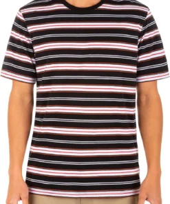 Hurley Men's Everyday Monarch Stripe Short Sleeve Shirt For Men Black