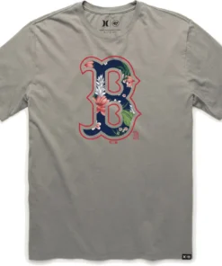 Hurley Men's Boston Red Sox Gray Graphic T-Shirt For Men