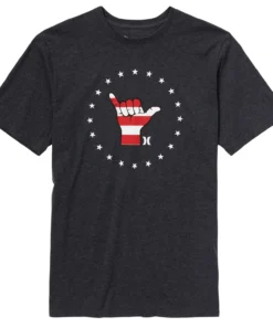 Hurley Mens' Everyday Washed Shaka Circle Flag T-Shirt For Men Heather Grey