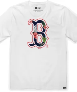 Hurley Men's Boston Red Sox White Graphic T-Shirt For Men